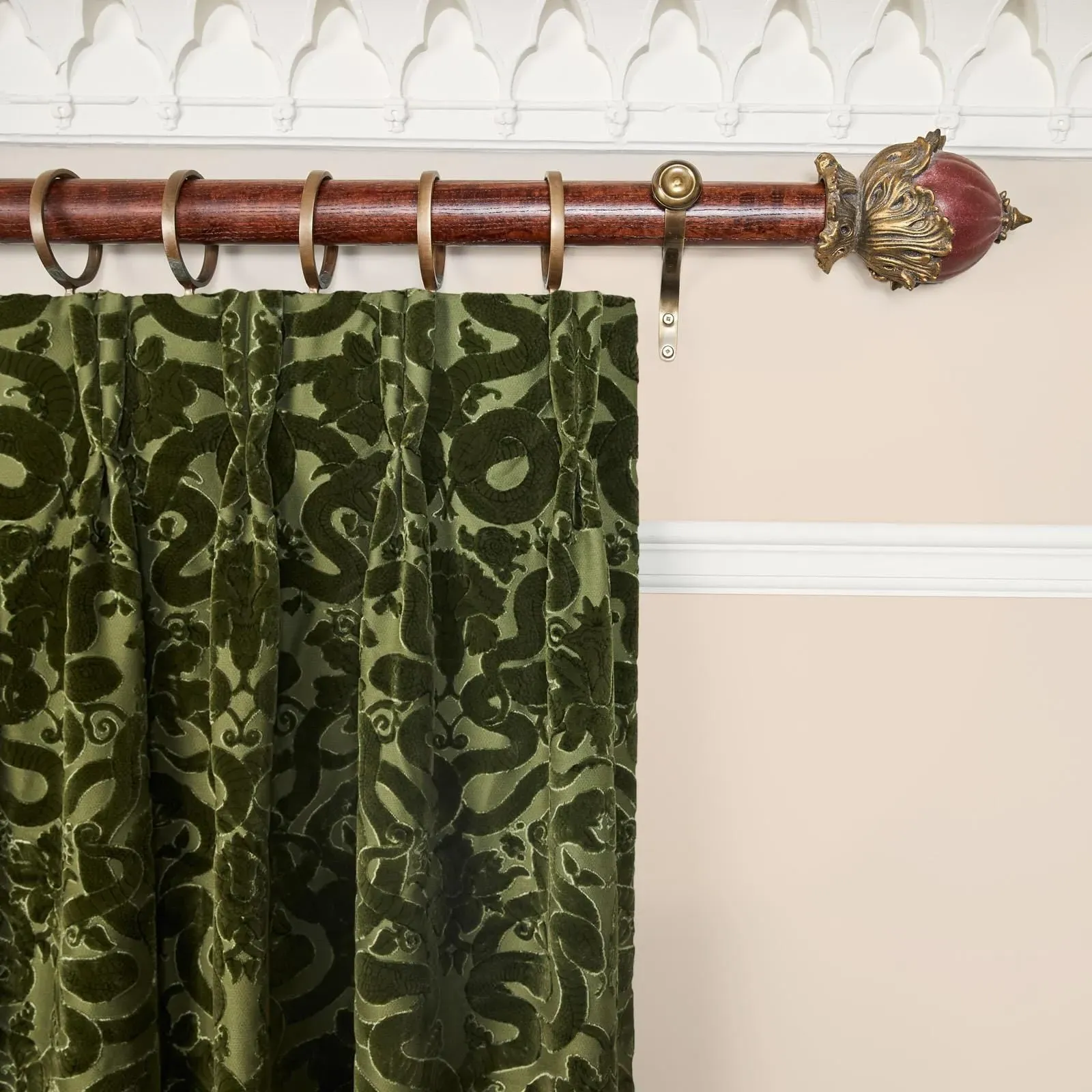 Anaconda Velvet Curtain - Olive Green