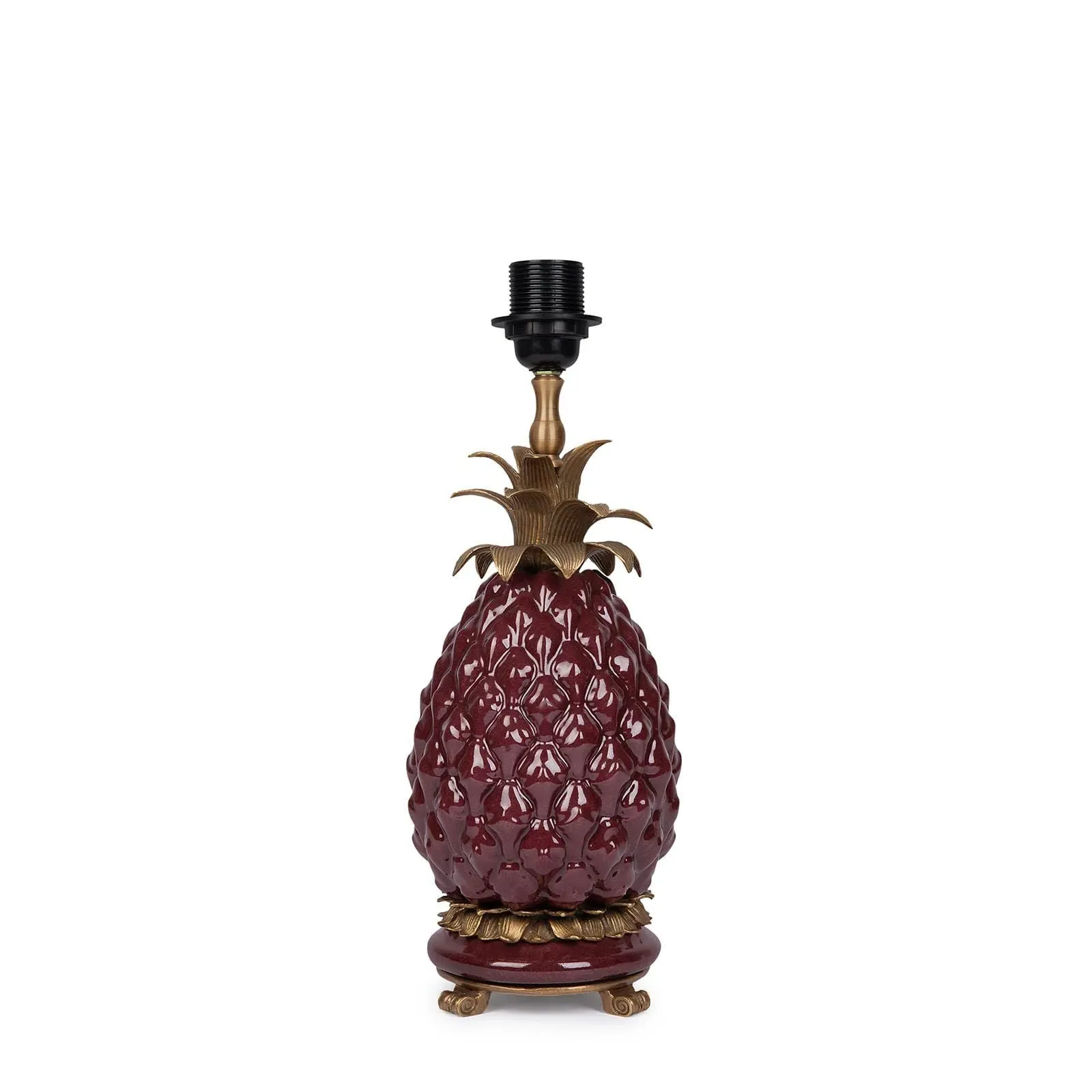 ANANITO Pineapple Lampstand - Carnelian, Brass & Ceramic