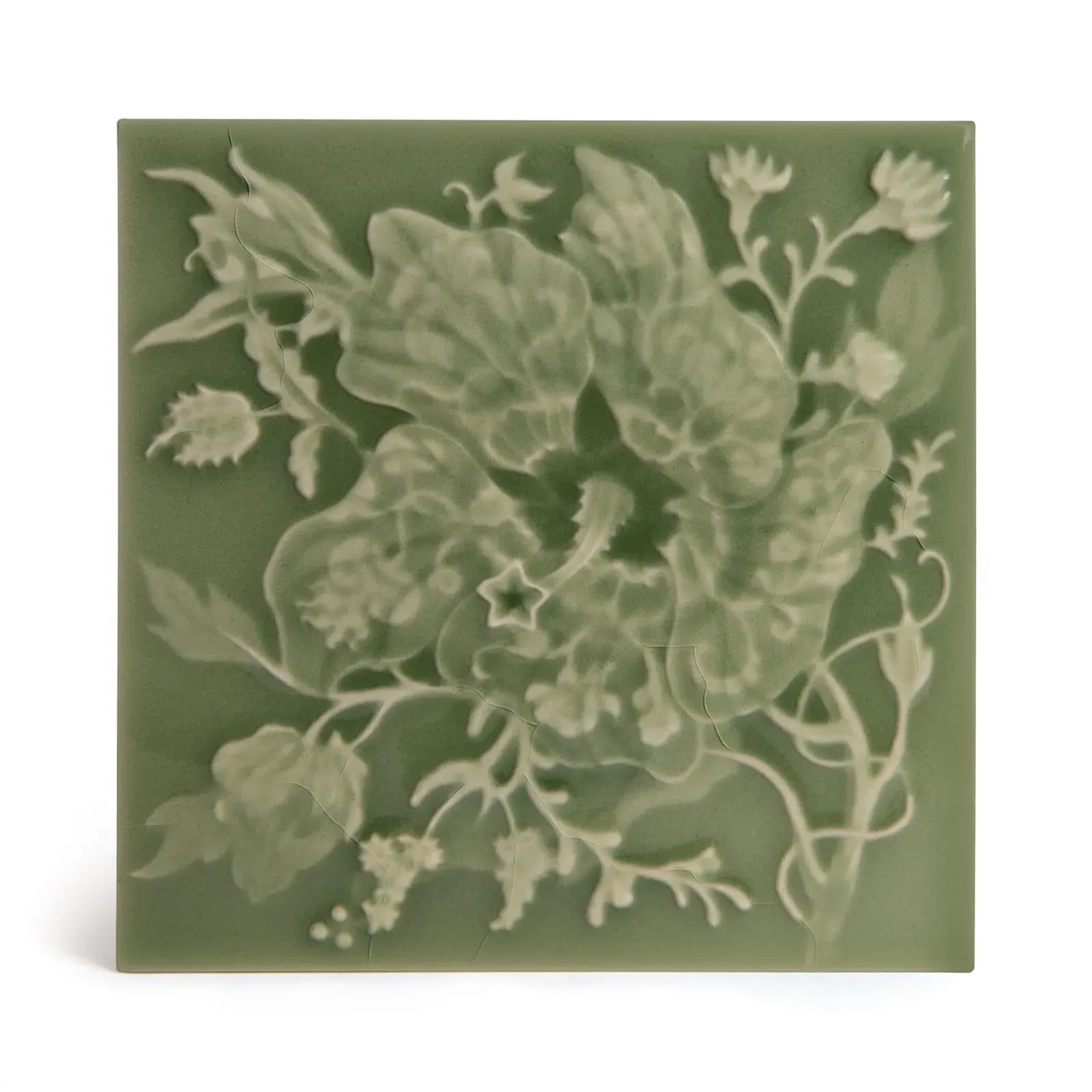 Artemis Hibiscus Relief Tile Sample - Sage