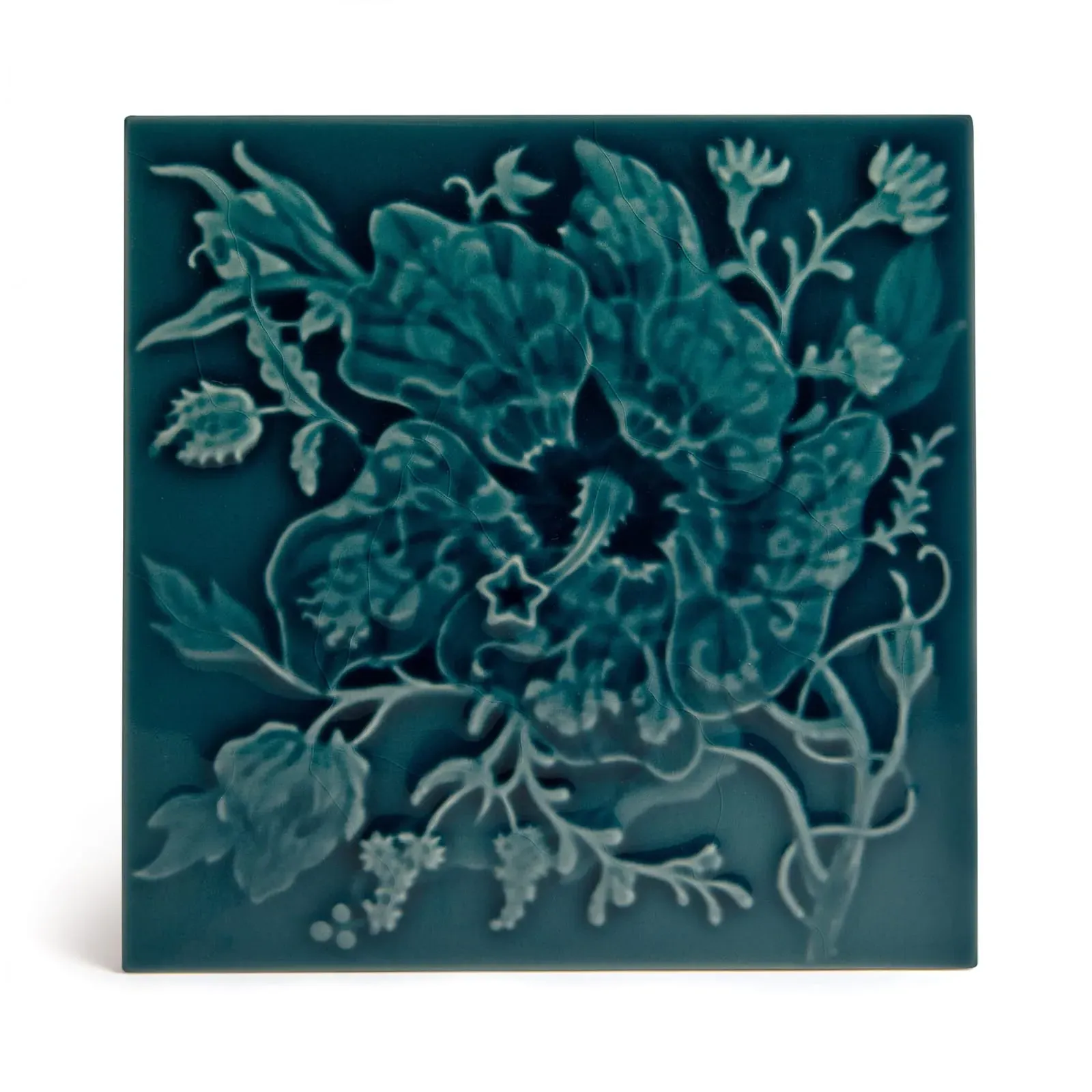 Artemis Hibiscus Relief Tiles - Teal