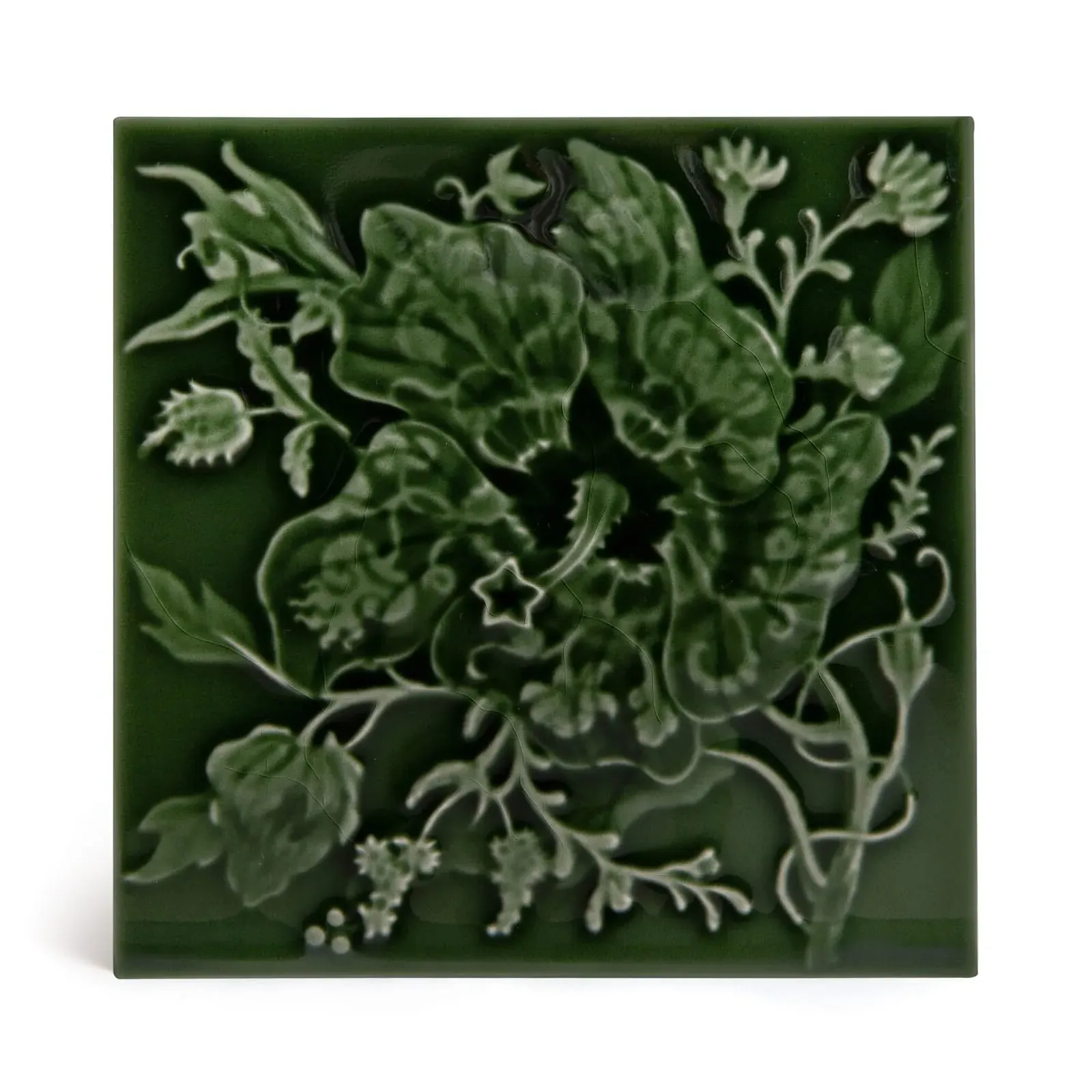 Artemis Hibiscus Relief Tiles - Verde