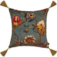 ARTEMIS Large Tassel Velvet Cushion - Petrol