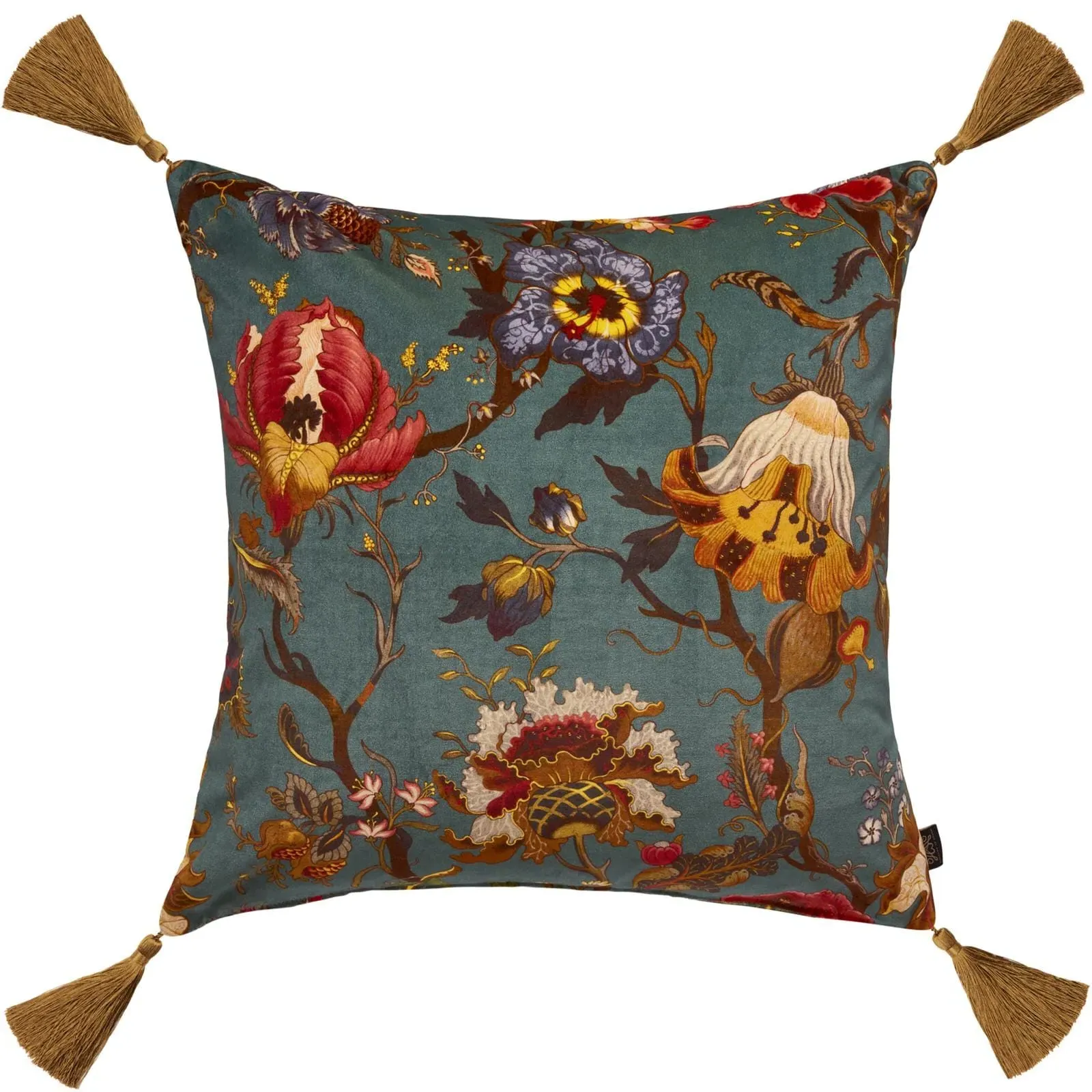 ARTEMIS Large Tassel Velvet Cushion - Petrol