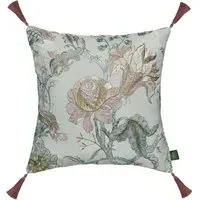 ARTEMIS Medium Tassel Embroidered Linen Cushion - Pistachio