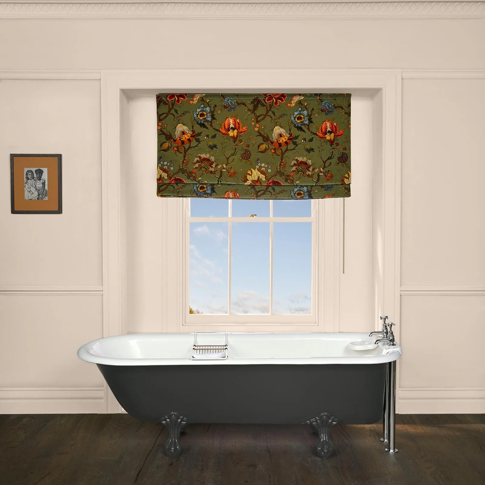 Artemis Roman Blind - Moss Green, Velvet