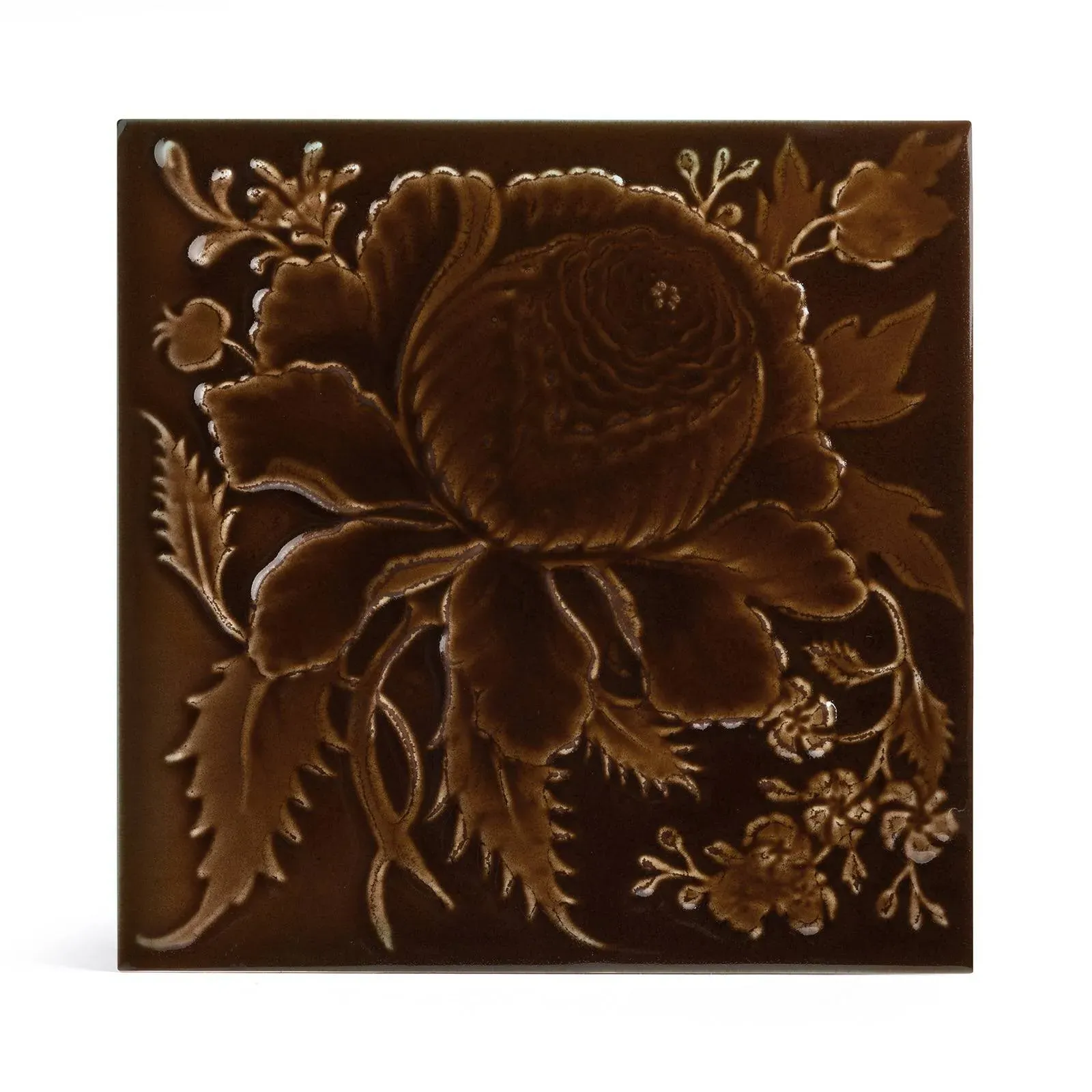 Artemis Rose Relief Tile - Cocoa, Ceramic product
