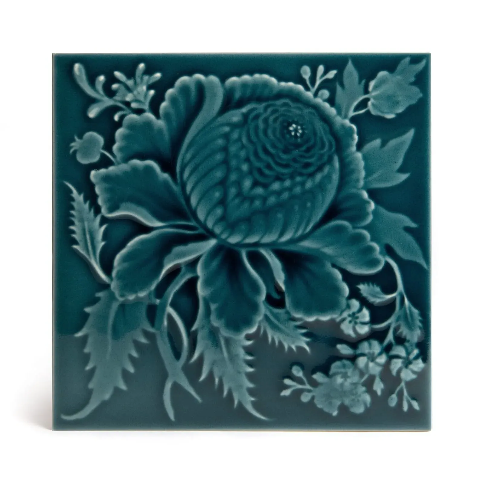 Artemis Rose Relief Tile - Teal, Ceramic product