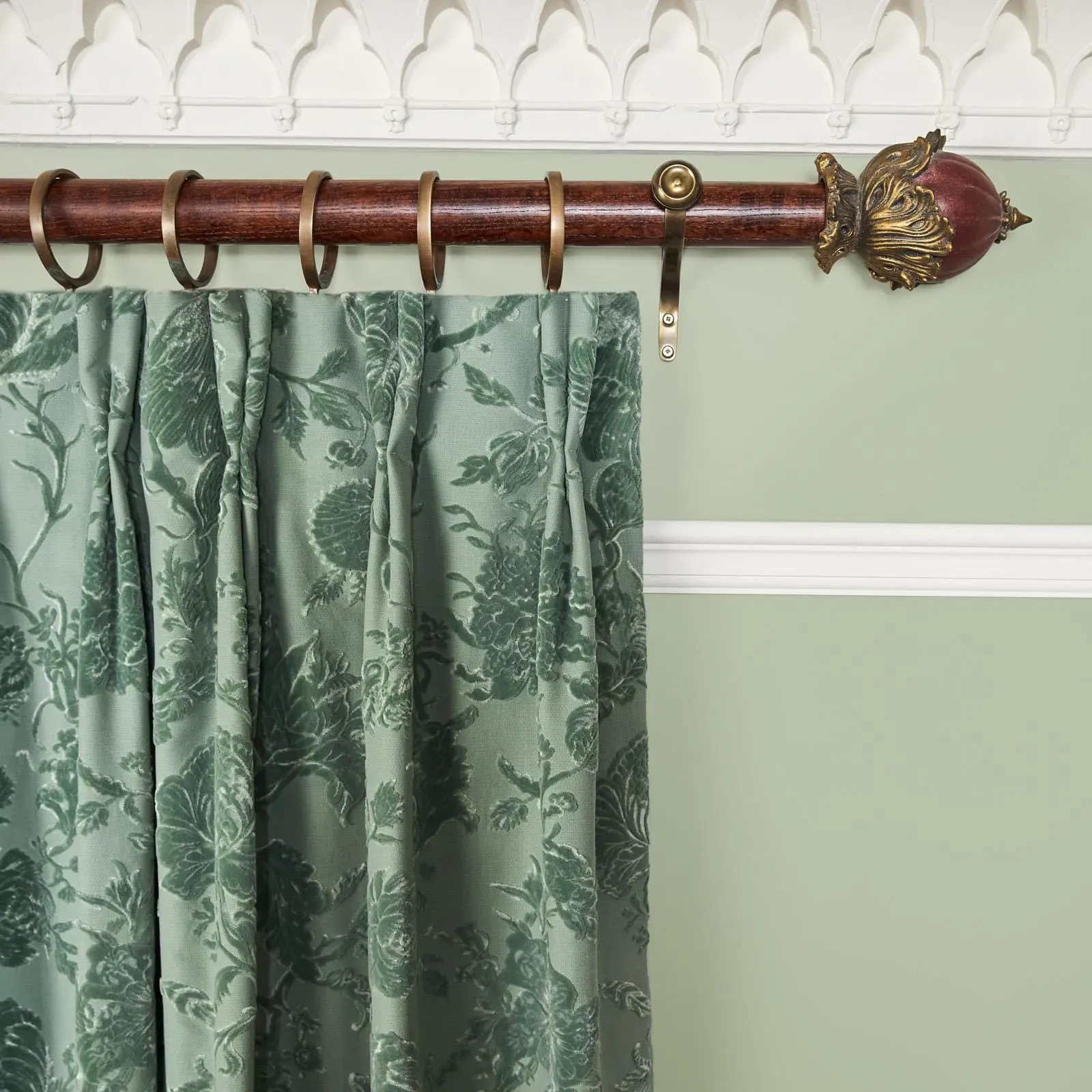 Artemis Velvet Curtain - Eucalyptus