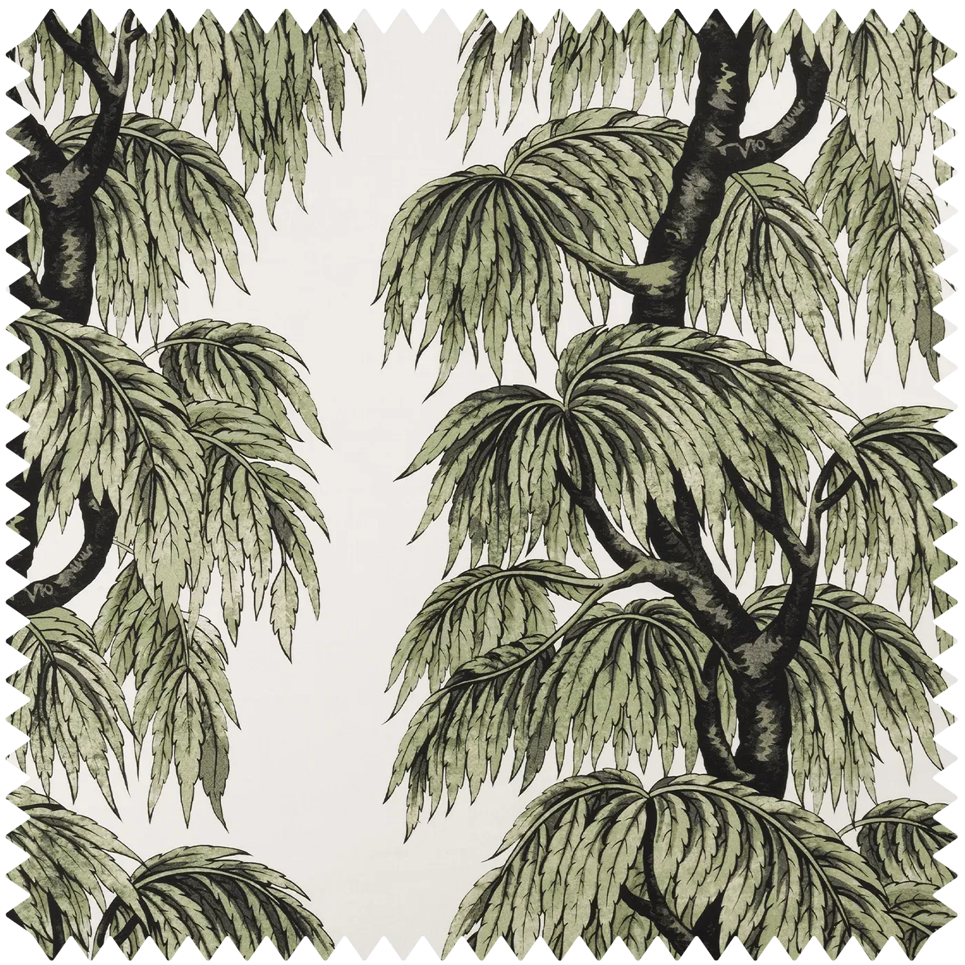 Babylon Cotton Linen Fabric - Cream, Green product