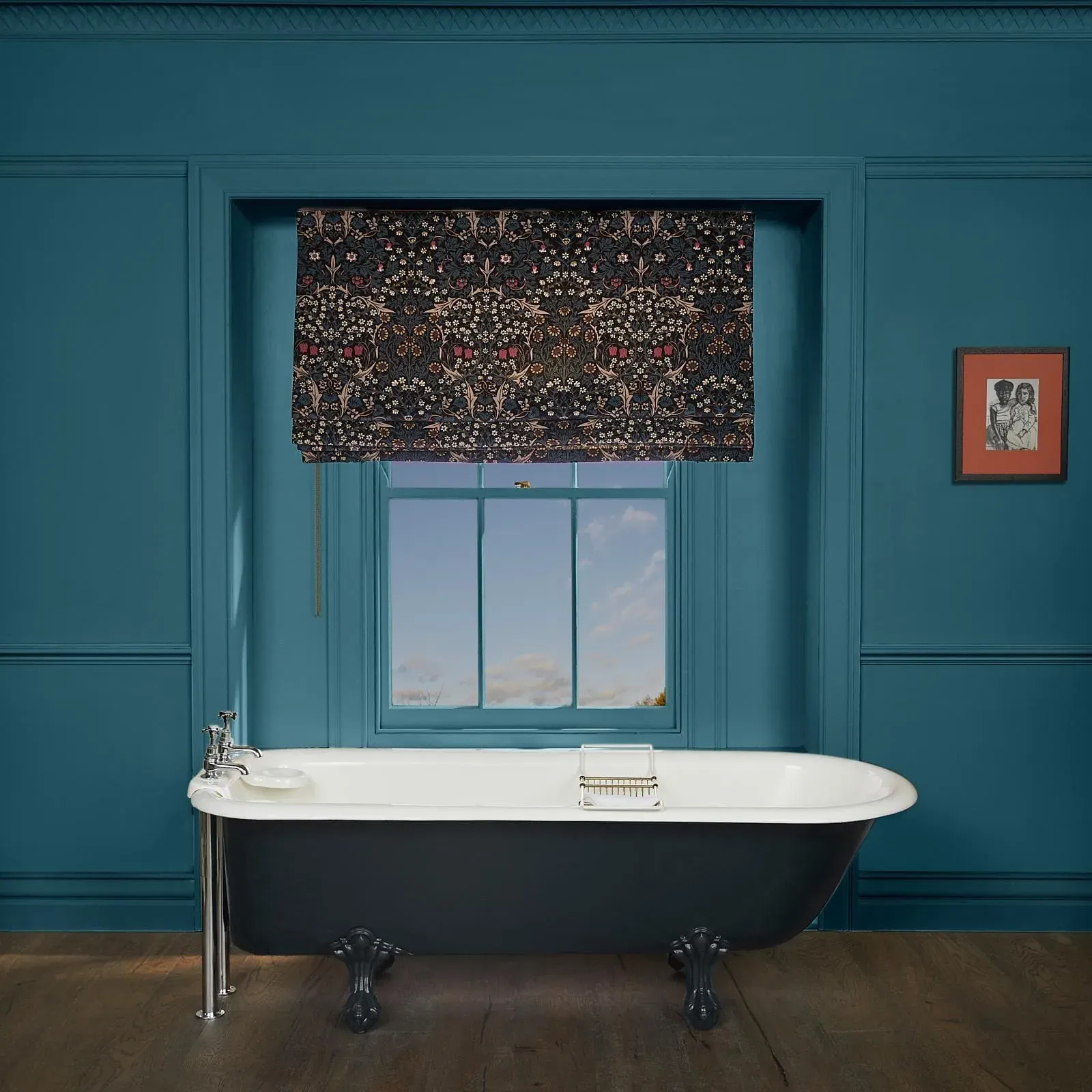 BLACKTHORN Roman Blind - Teal, Velvet image
