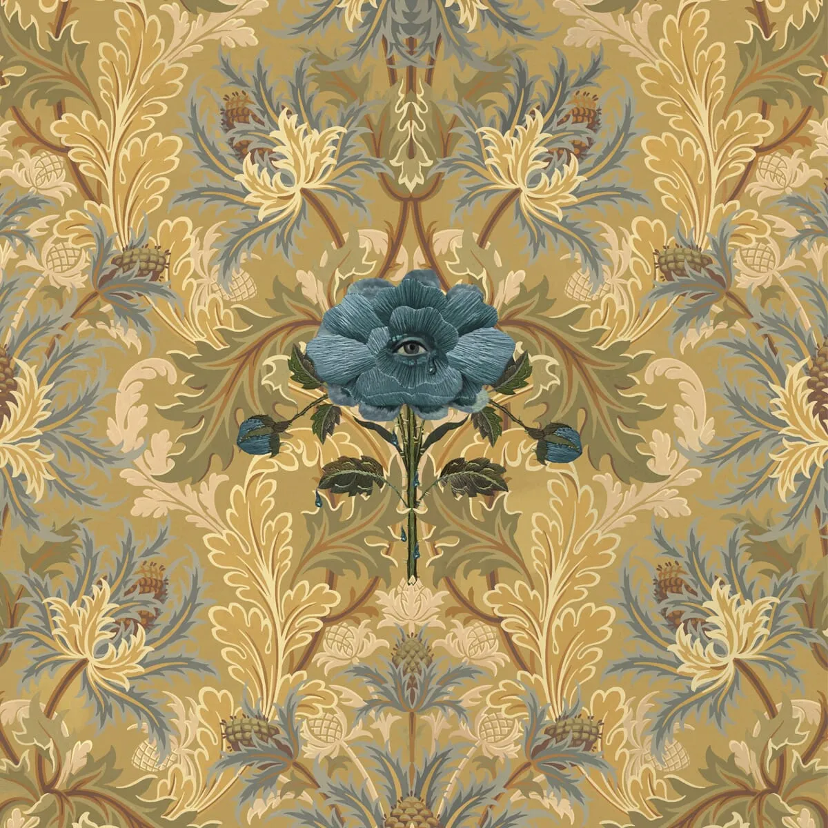 Blue Rose Weeping Wallpaper Sample - Aurelian product