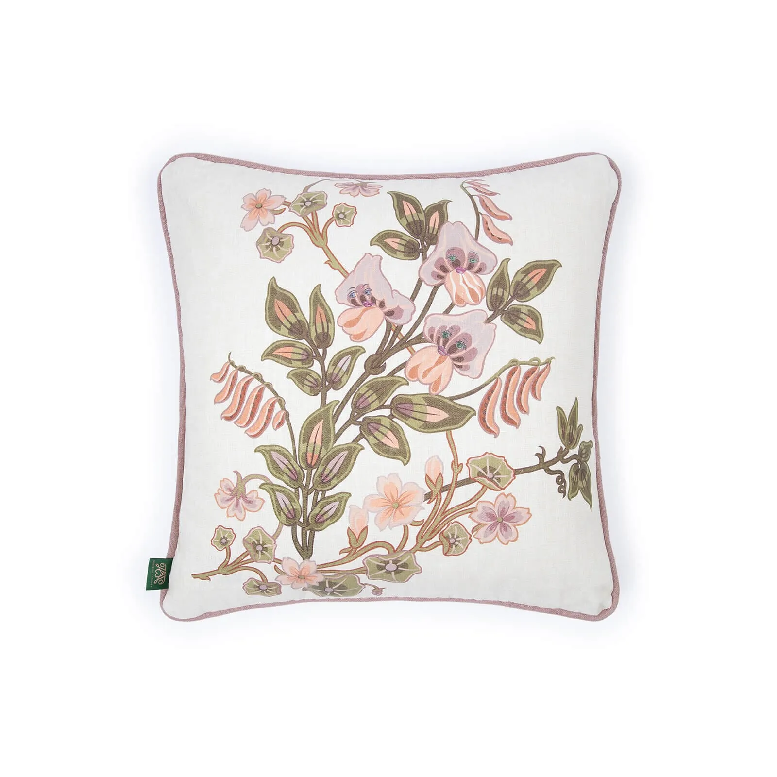 Dancing Orchids Medium Hemp Cushion - Ecru image