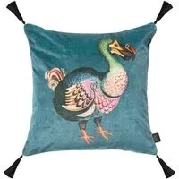 DODO Medium Tassel Velvet Cushion - Petrol