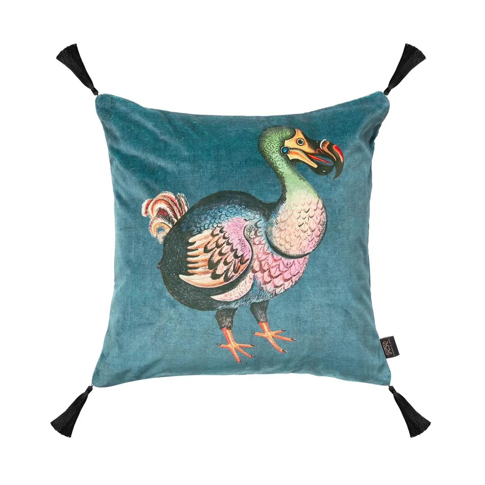 DODO Medium Tassel Velvet Cushion - Petrol image