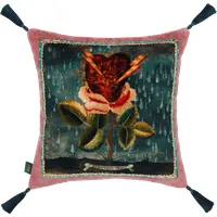 Electric Heart Organic Velvet Cushion - Tourmaline Pink, Cotton alternate view