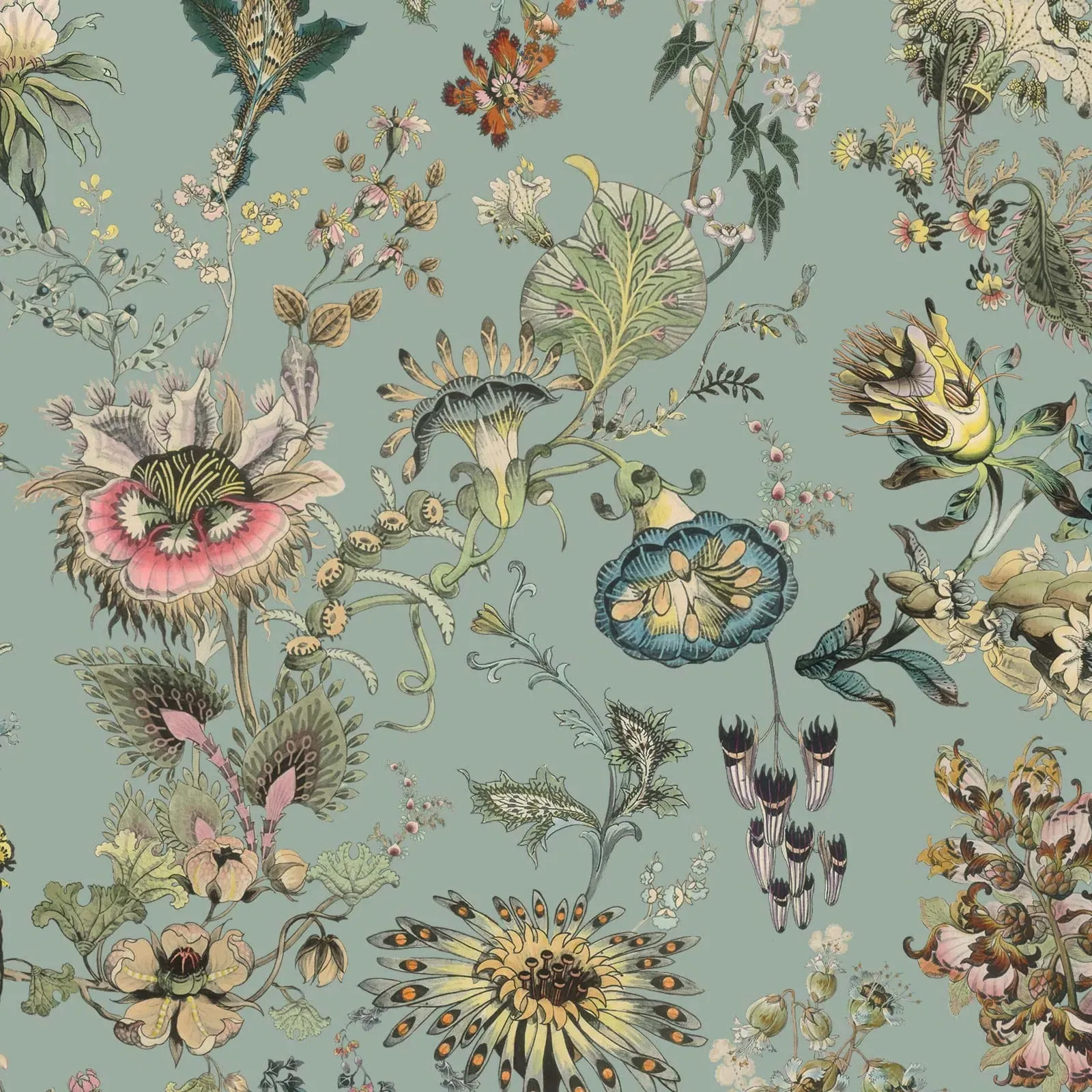 Florafantasia Wallpaper Sample - Sky Blue