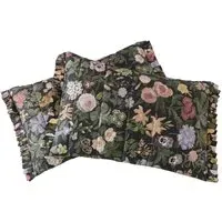 Floralia Cotton Sateen Pillowcases - Noir (Set of 2)