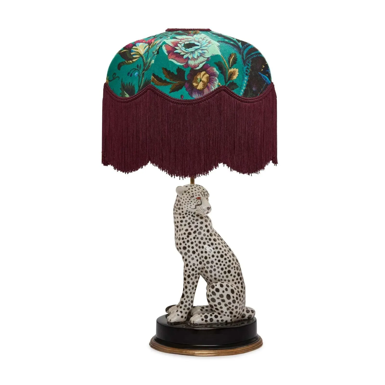 Florika Tilia Lampshade with Cheetah Lampstand - Petrol, Velvet product