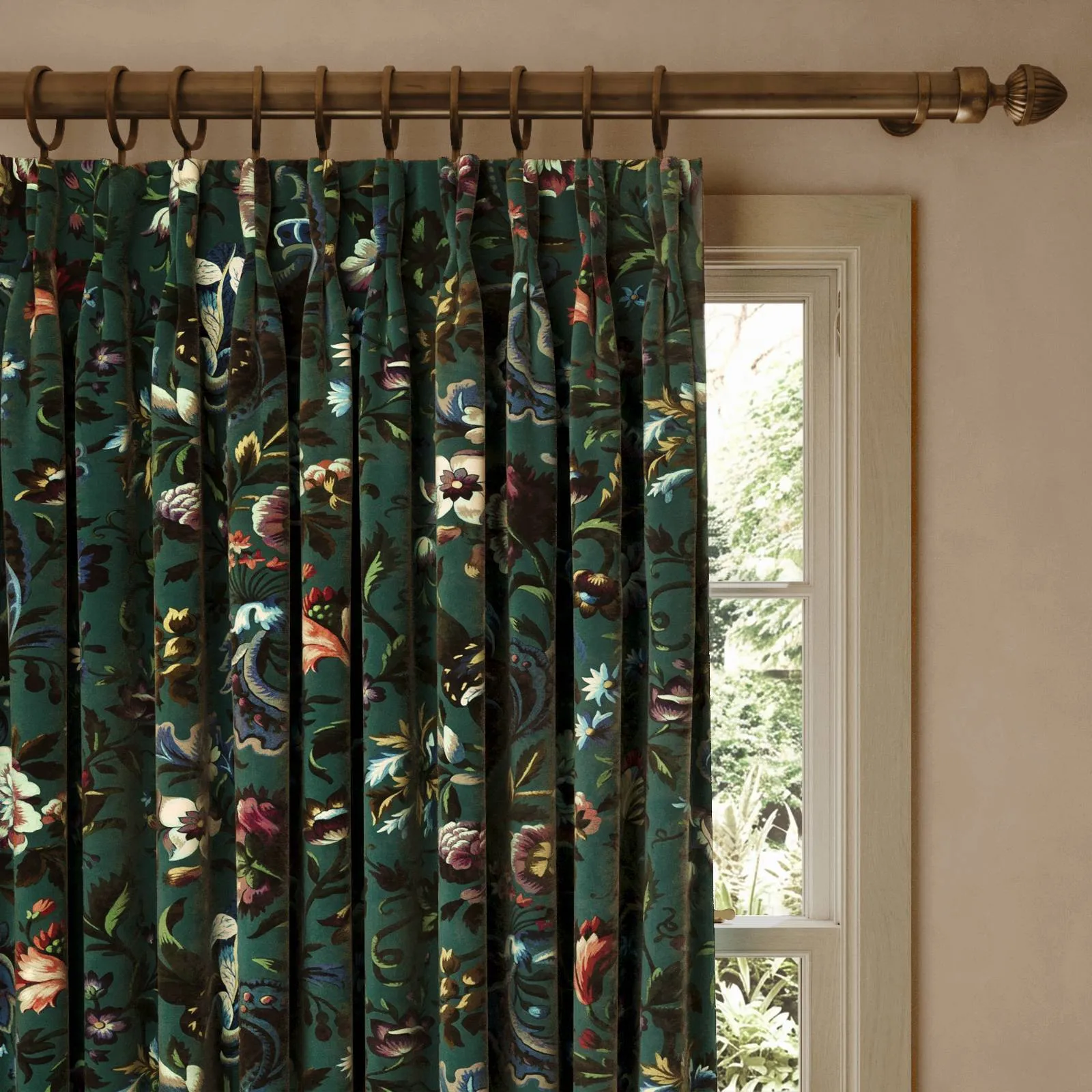 Florika Velvet Curtain - Petrol, Cotton Blend product