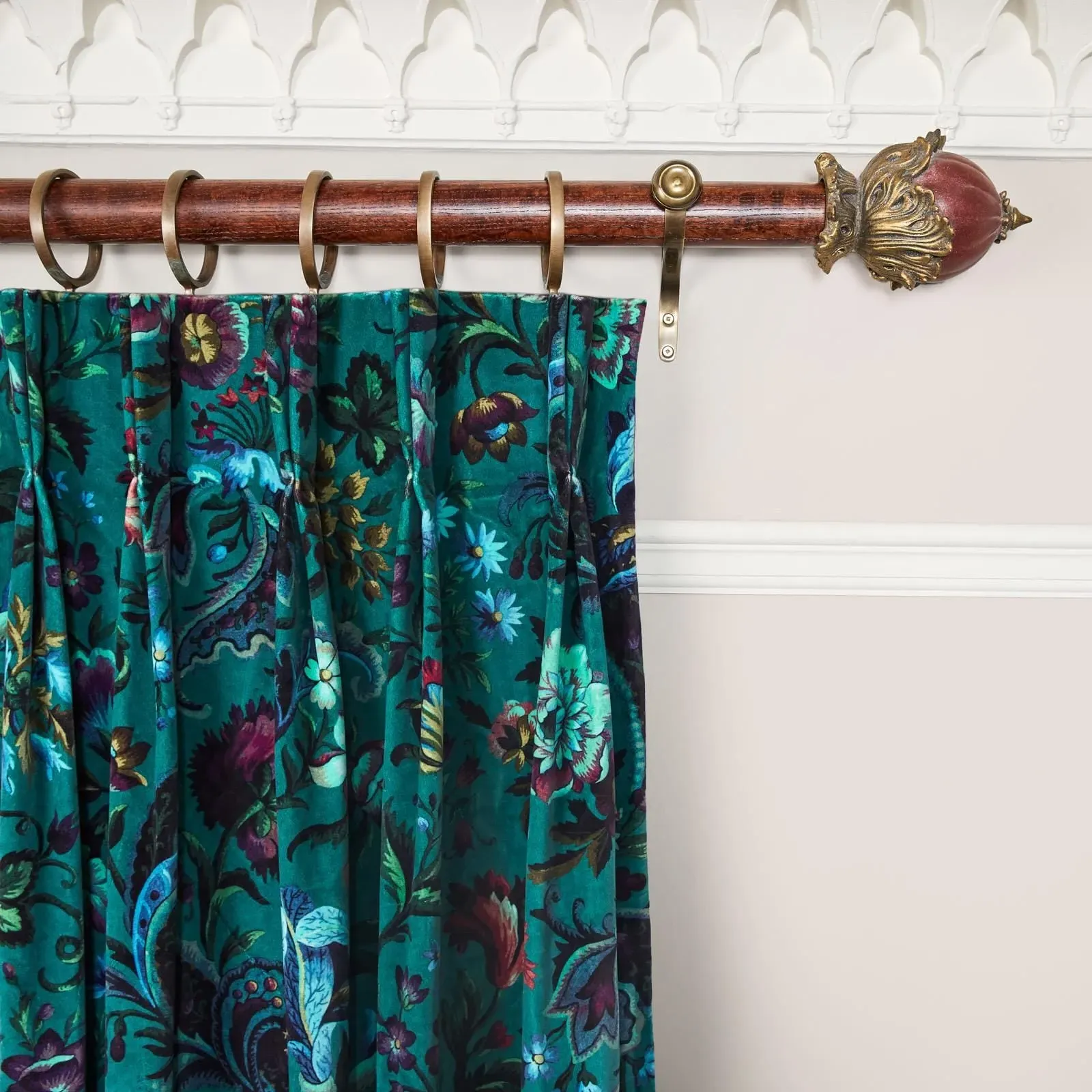 FLORIKA Velvet Curtain - Petrol image