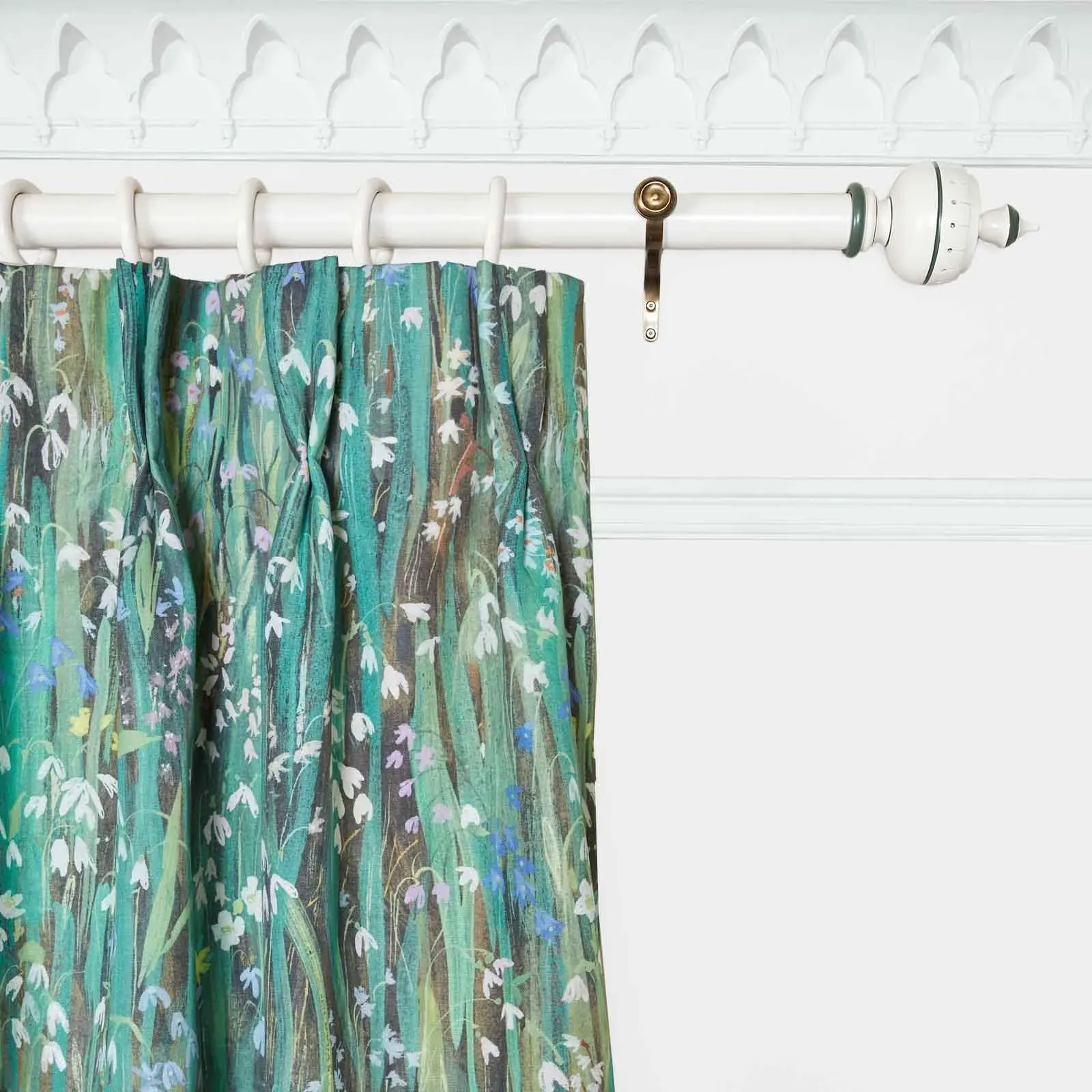 Galanthi Cotton Linen Curtain - Viridian