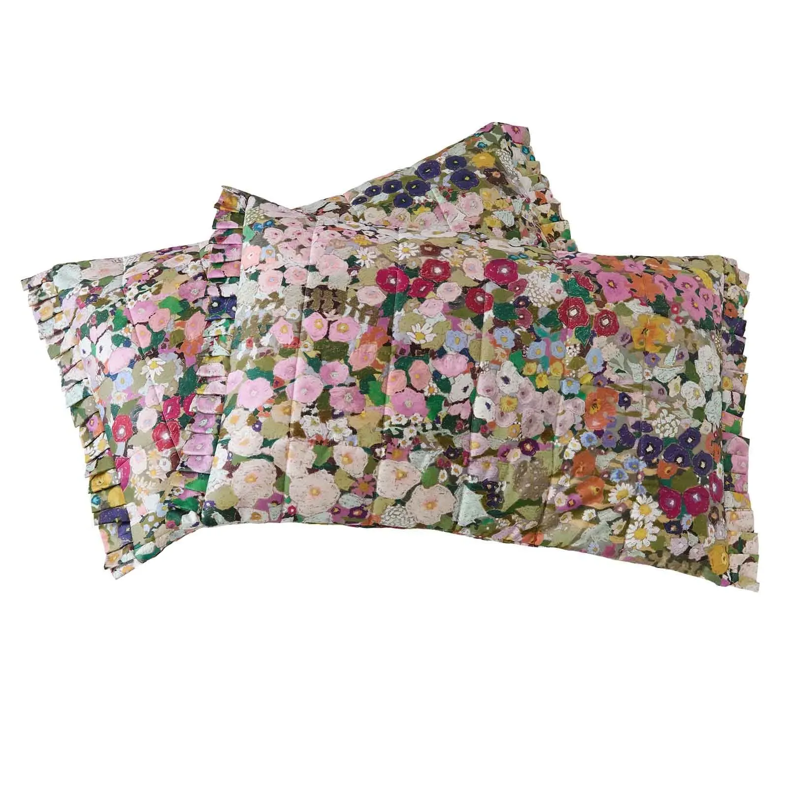 Hollyhocks Cotton Sateen Pillowcases - Spring