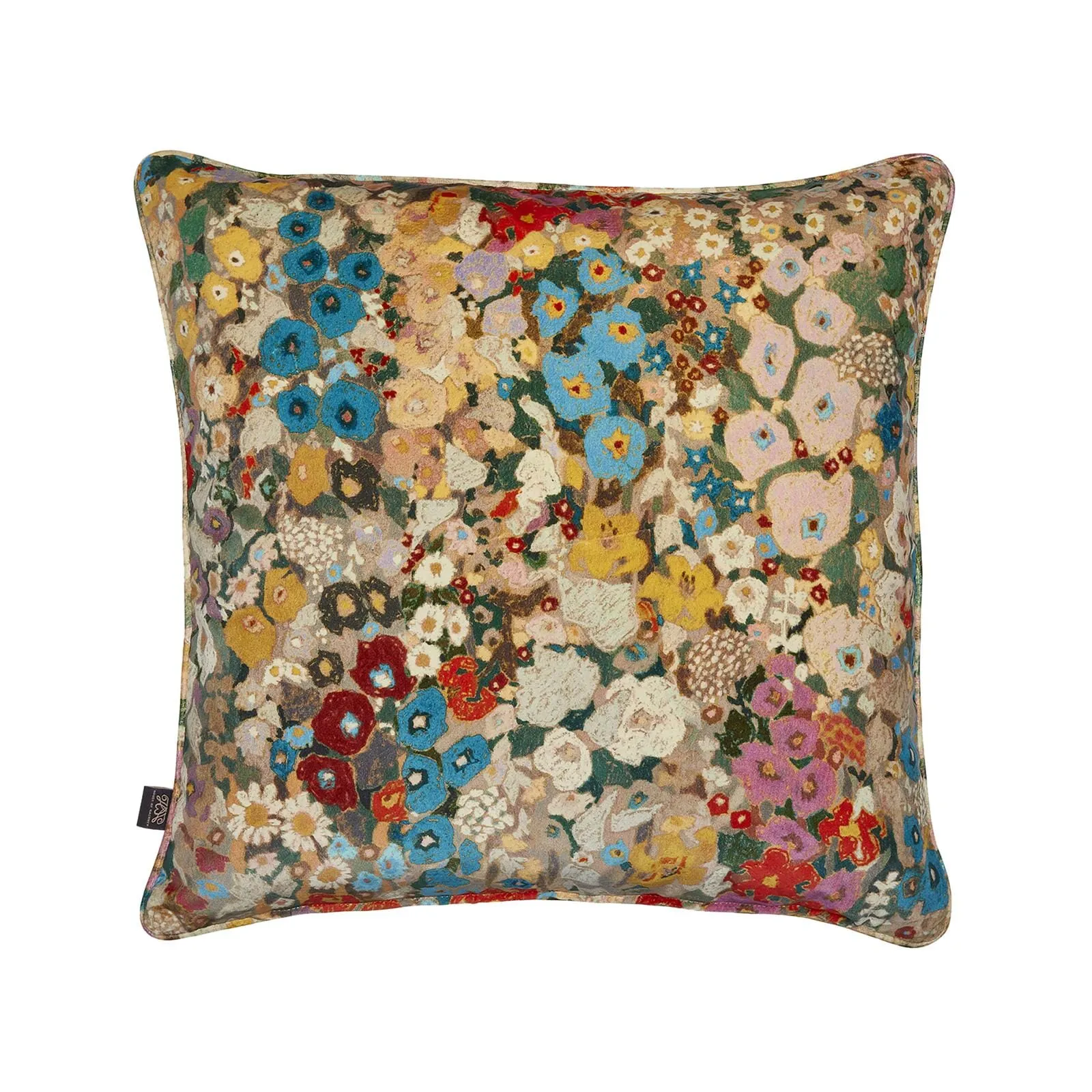 HOLLYHOCKS Large Velvet Cushion - Autumn image