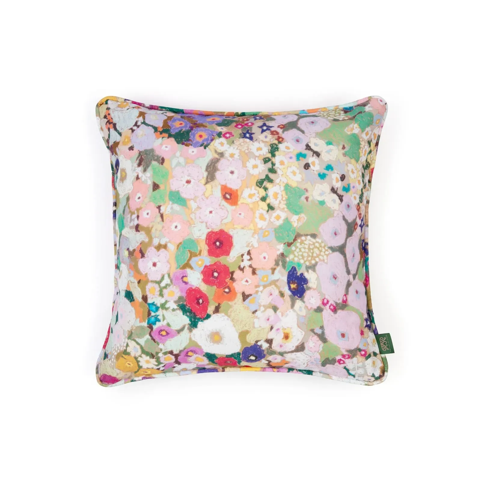 Hollyhocks Piped Cushion - Spring, Linen Cotton product