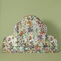 HOLLYHOCKS Scalloped Headboard - Multi, Cotton Linen