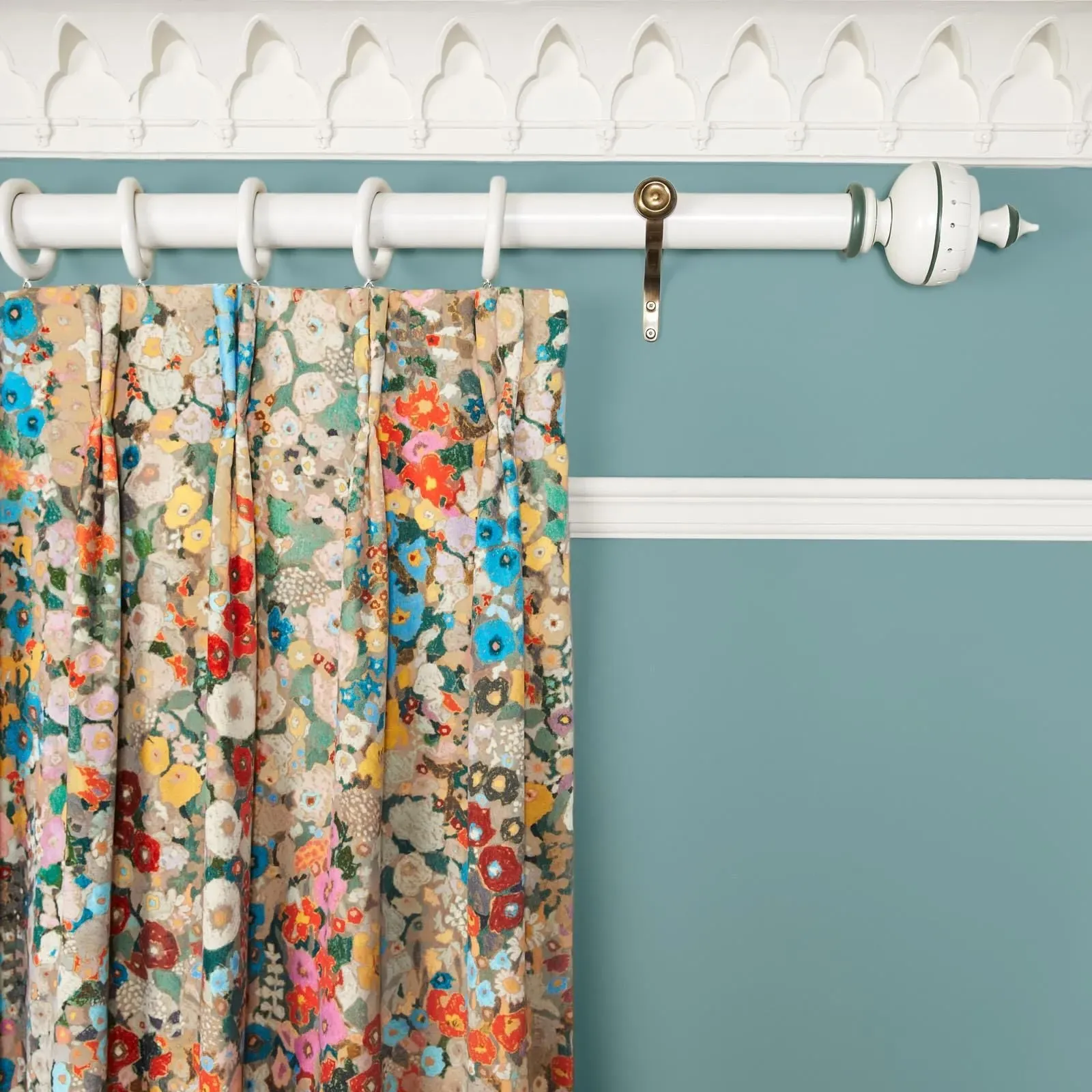 HOLLYHOCKS Velvet Curtain - Autumn image