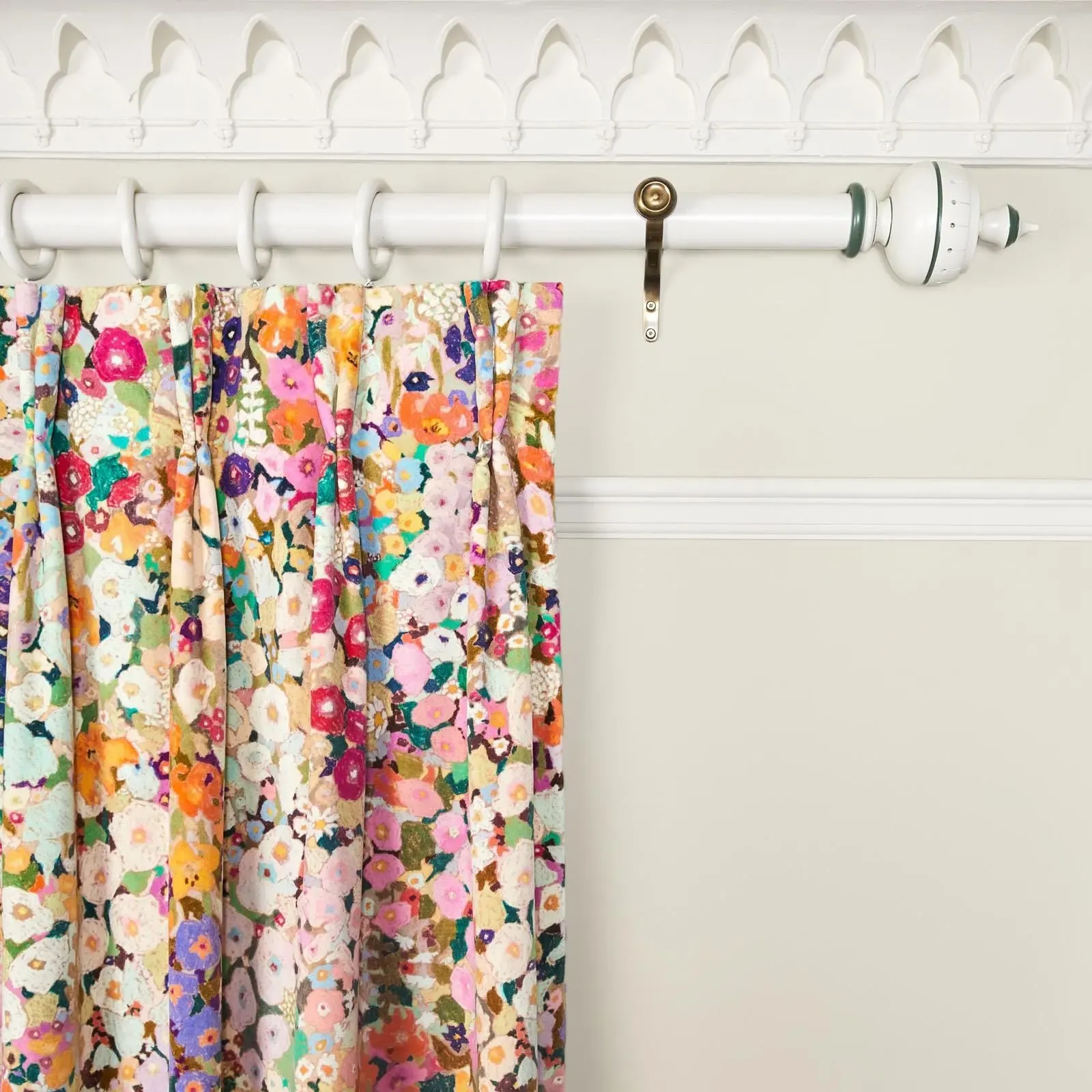 HOLLYHOCKS Velvet Curtain - Spring