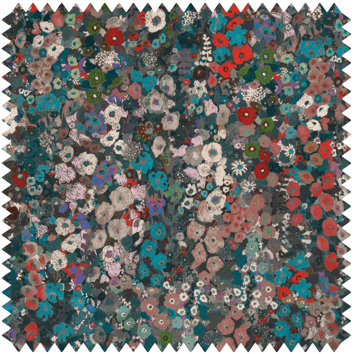 Hollyhocks Velvet Fabric - Teal, Blue product