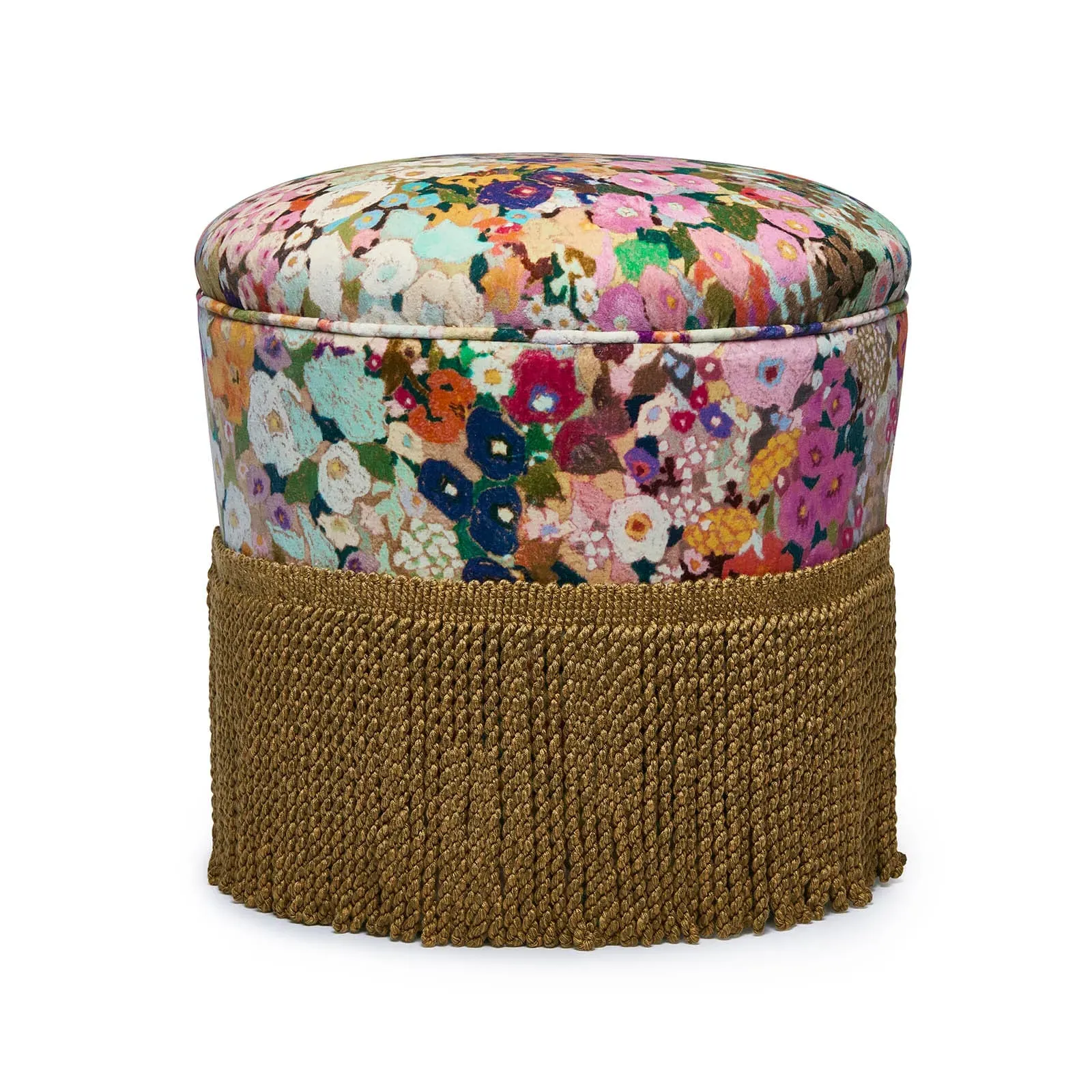 HOLLYHOCKS Velvet Ottoman - Spring