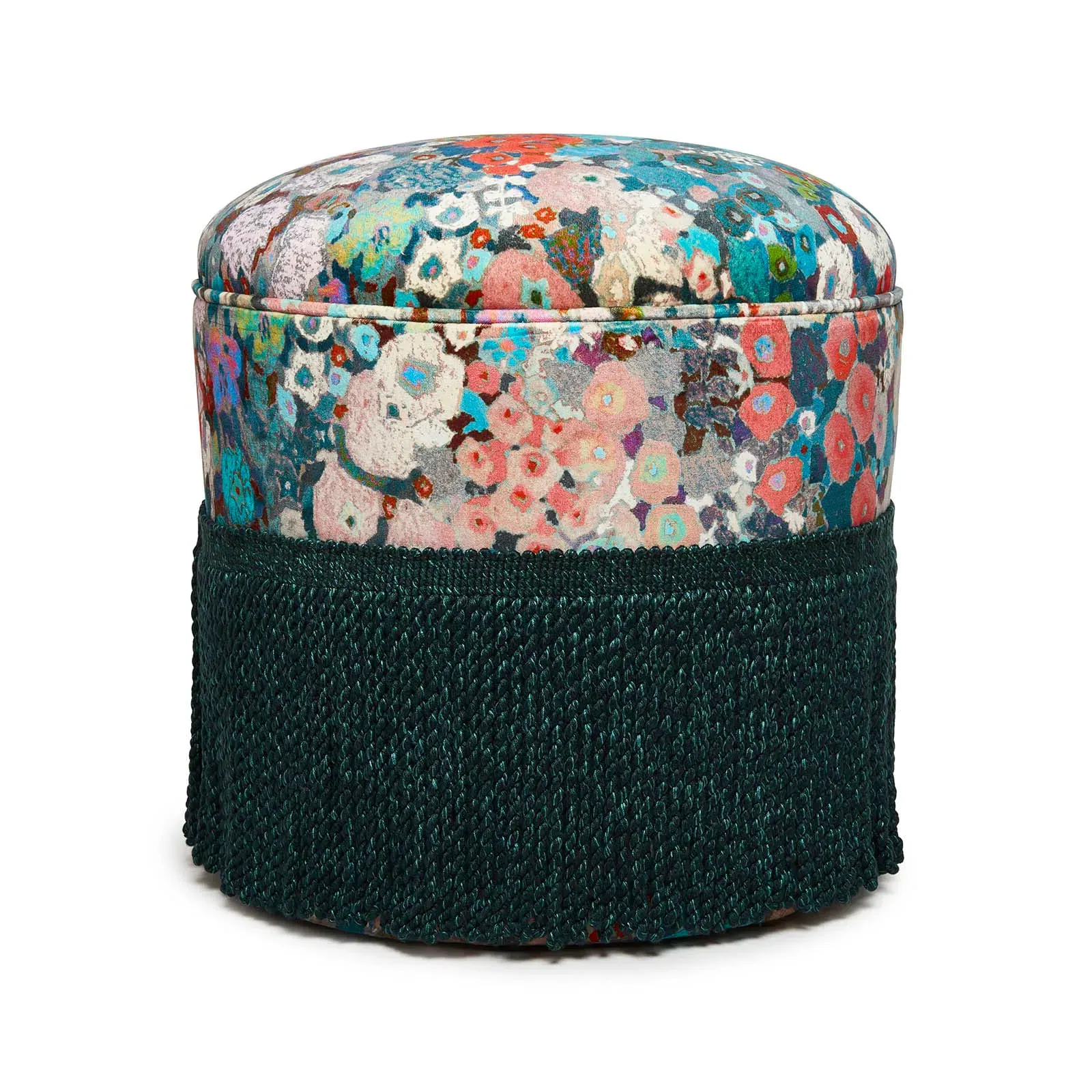 Hollyhocks Velvet Ottoman - Winter product