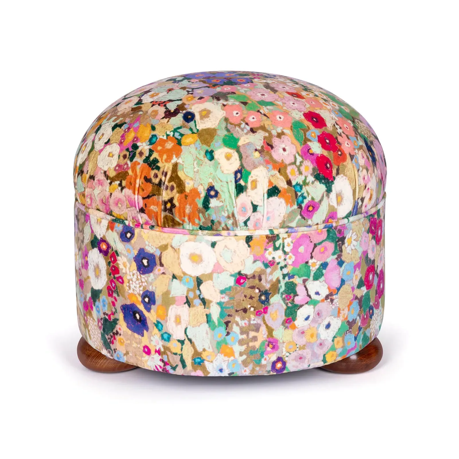 Hollyhocks Vesper Ottoman - Spring, Velvet product