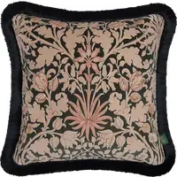 HYACINTH NOVELLUS Velvet Fringed Cushion - Noir