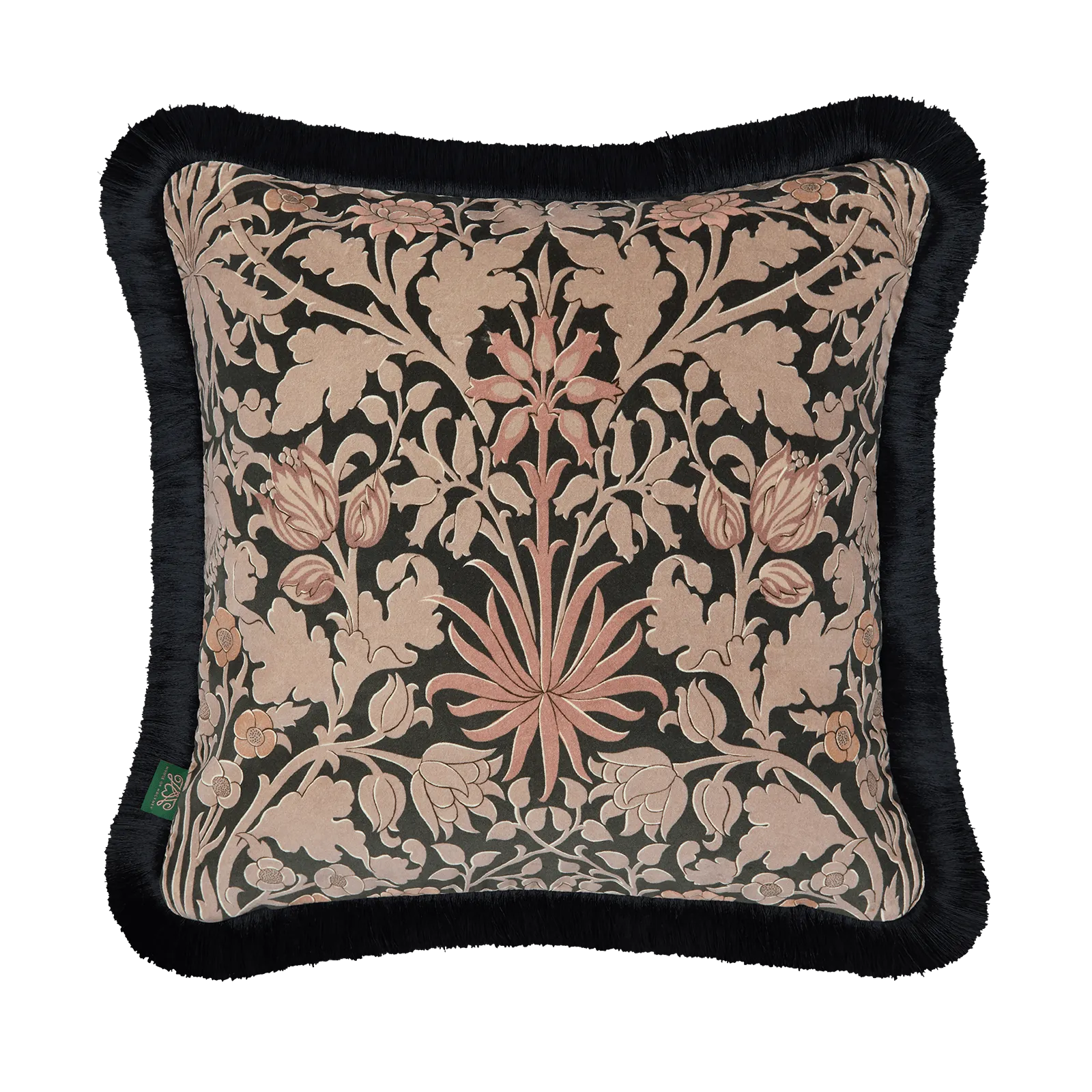 HYACINTH NOVELLUS Velvet Fringed Cushion - Noir image