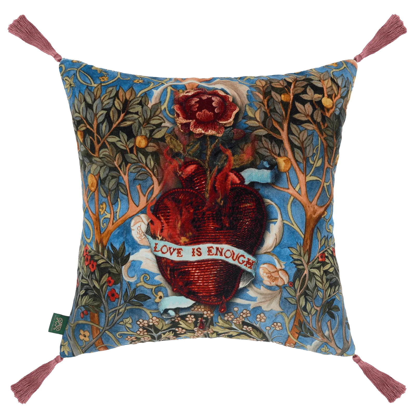 Love Is Enough Organic Velvet Cushion - Celestial Blue image