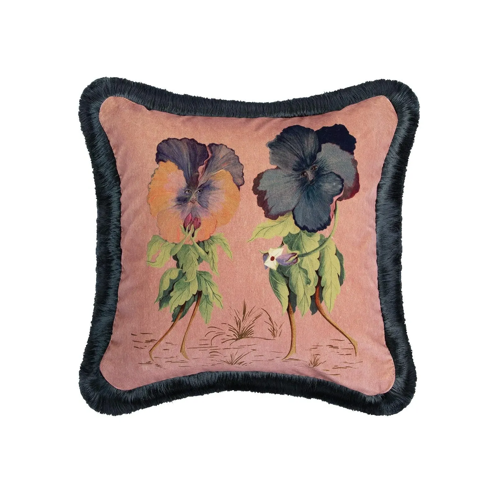 Love Letter Medium Fringe Velvet Cushion - Tourmaline