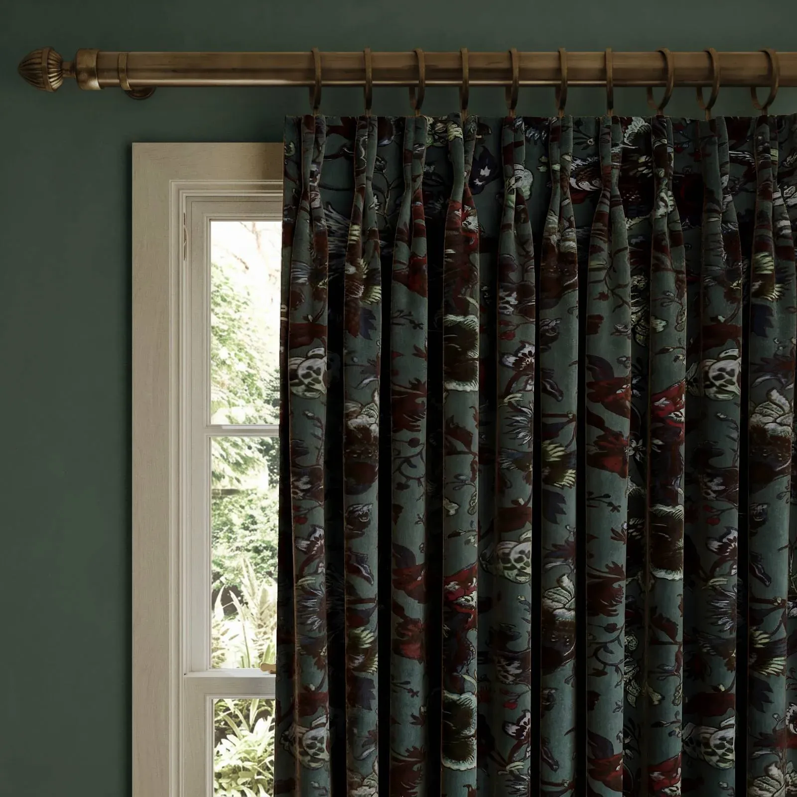 Majorelle Velvet Curtain - Petrol, Cotton product