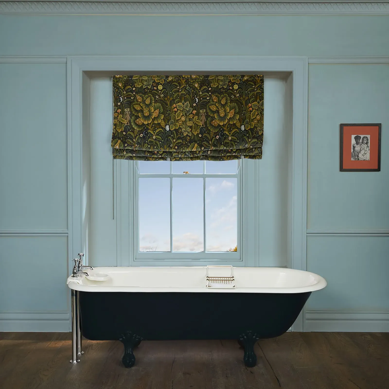 Moon Garden Roman Blind - Midnight, Velvet