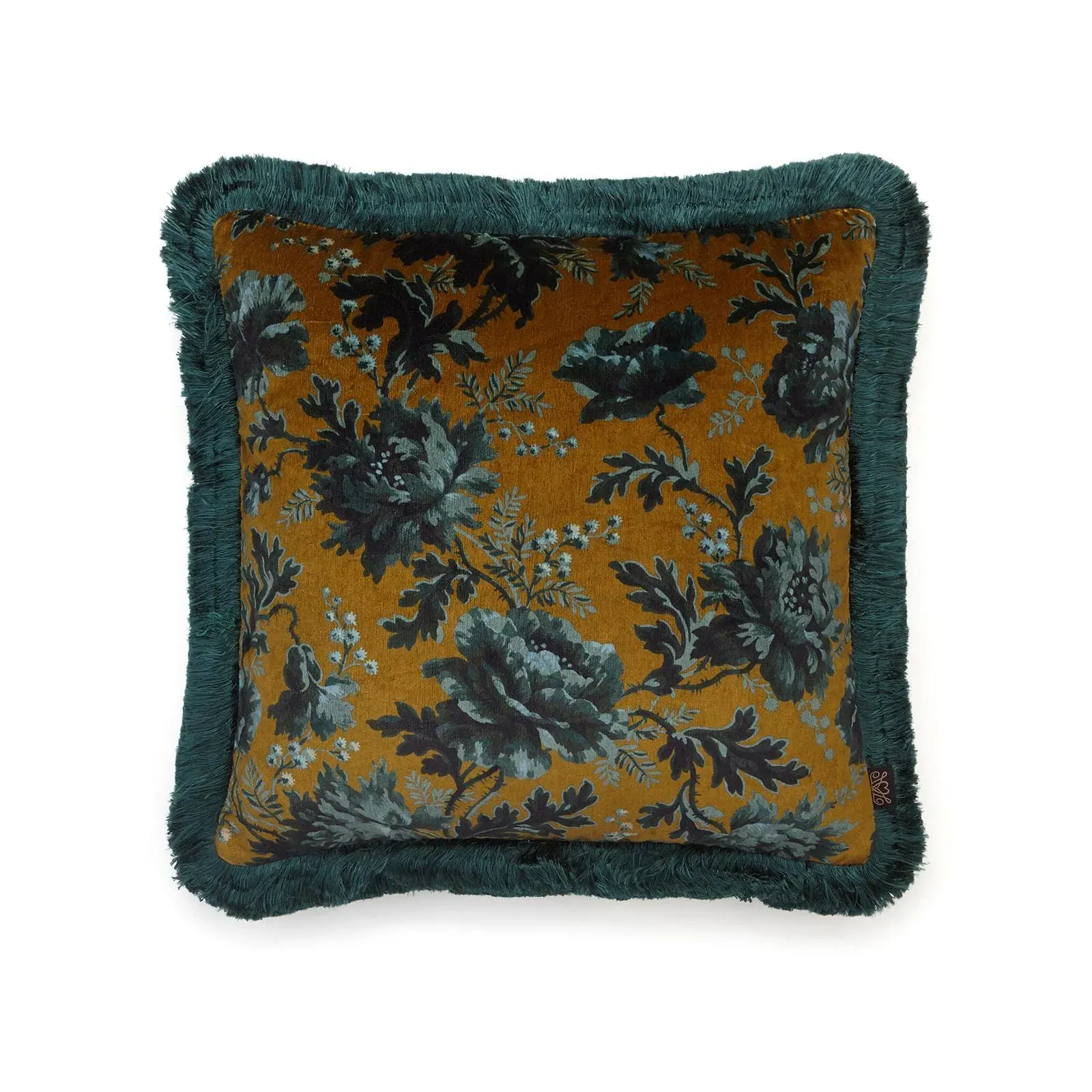 OPIA Fringed Velvet Cushion - Bronze, Cotton product