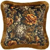 OPIA Medium Fringed Velvet Cushion - Midnight