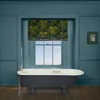 Palmeral Roman Blind - Midnight & Green, Velvet