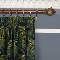 PALMERAL Velvet Curtain - Midnight & Green