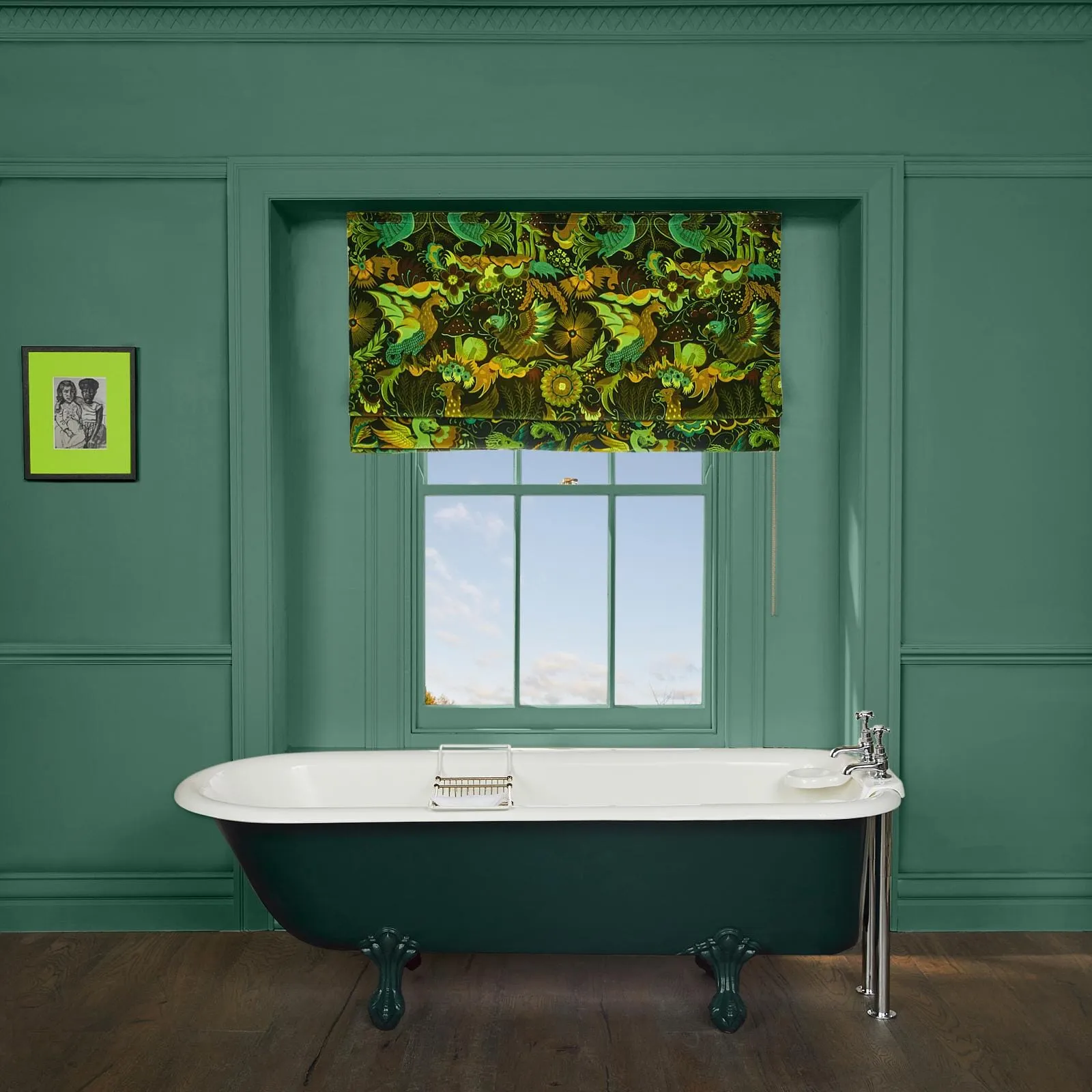 PHANTASIA Roman Blind - Emerald Green, Cotton image
