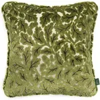 QUERCUS Medium Piped Velvet Jacquard Cushion - Evergreen