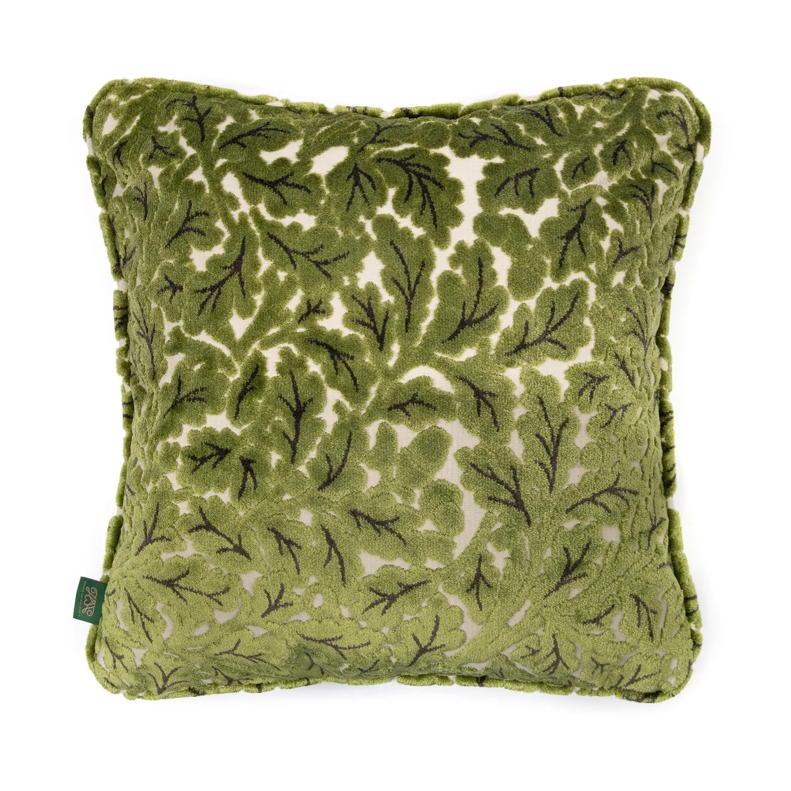 QUERCUS Medium Piped Velvet Jacquard Cushion - Evergreen image