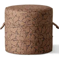 QUERCUS Small Round Hassock - Aubergine, Linen