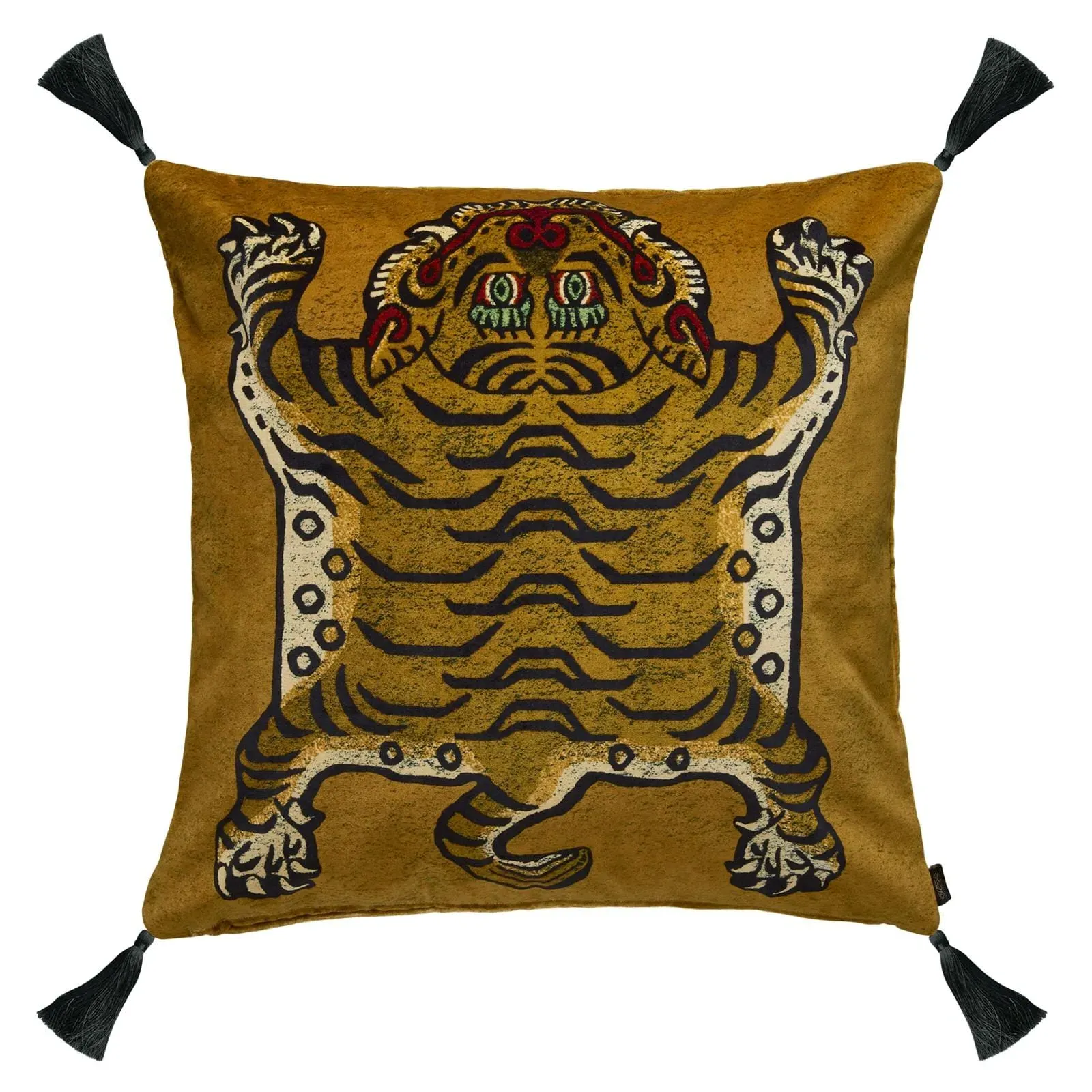 SABER Large Tassel Velvet Cushion - Gold image